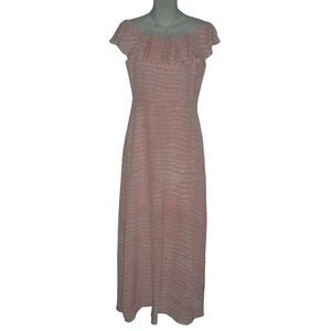 BCBG Paris Dress Coral Dot Off Shoulder Party Cocktail Sundress Coquette Barbie